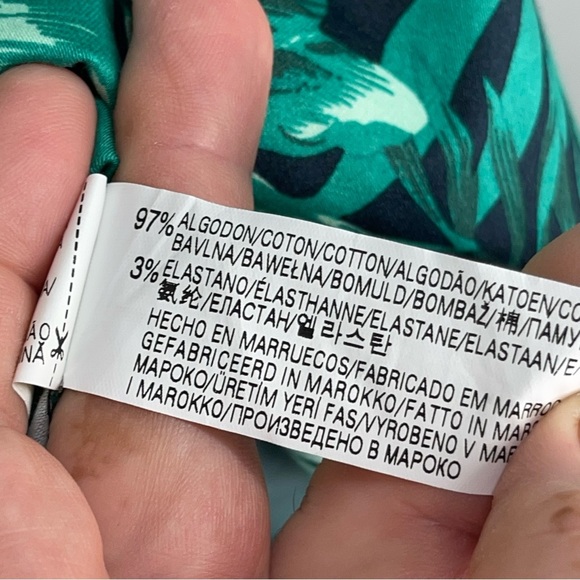 Zara Woman Green Tropical Fit and Flare Dress Size Medium  Palm Hawaiian - Picture 11 of 11